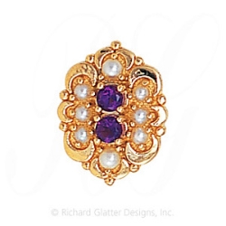 GS531 AMY/PL/PL - 14 Karat Gold Slide with Amethyst center and Pearl and Pearl accents 